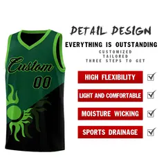 Kelly Green Black Radiant Sun Two Tone Basketball Jersey 3