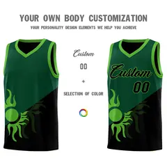 Kelly Green Black Radiant Sun Two Tone Basketball Jersey 4