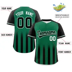 Kelly Green Black Raglan Gradient Thick Stripe Baseball Jersey 2