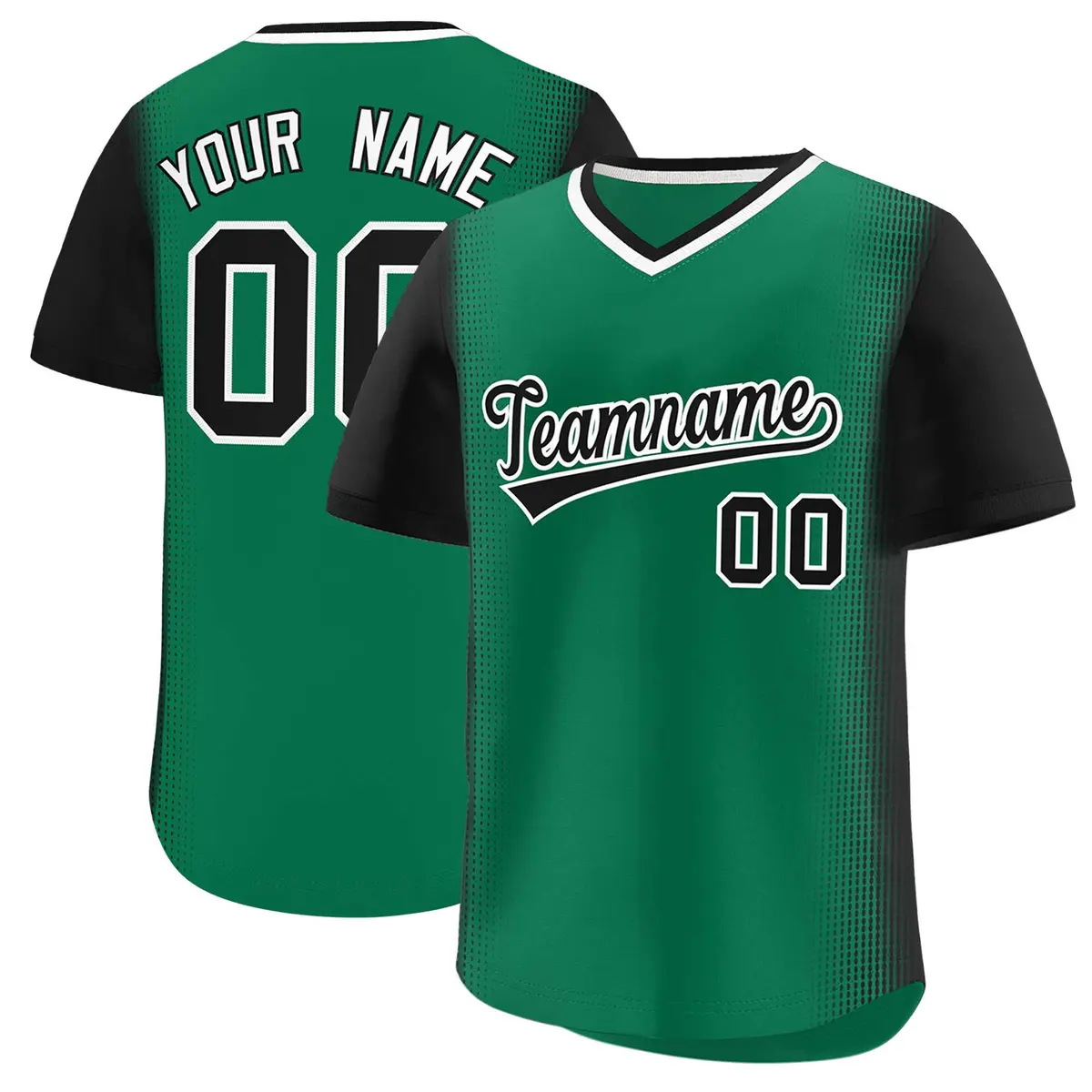 Kelly Green Black Raglan Pullover Authentic Baseball Jersey