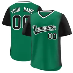 Kelly Green Black Raglan Pullover Authentic Baseball Jersey 1