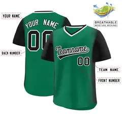 Kelly Green Black Raglan Pullover Authentic Baseball Jersey 2