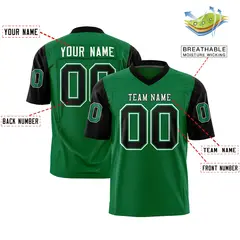 Kelly Green Black Raglan Sleeves Authentic Football Jersey 2