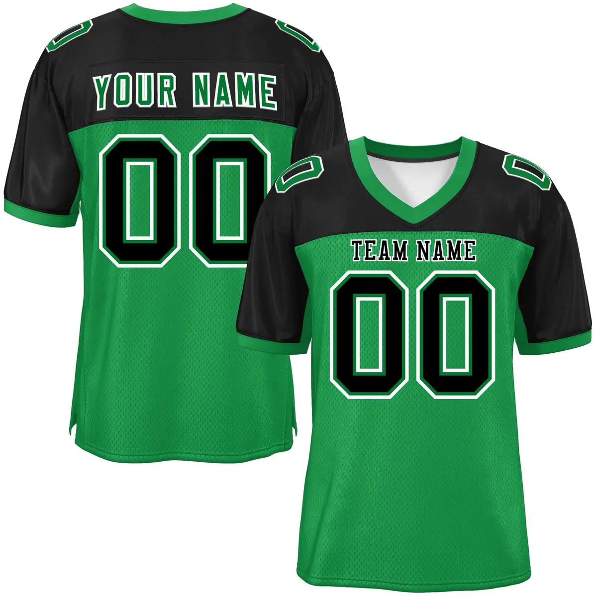 Kelly Green-Black Raglan Sleeves Authentic Football Jersey