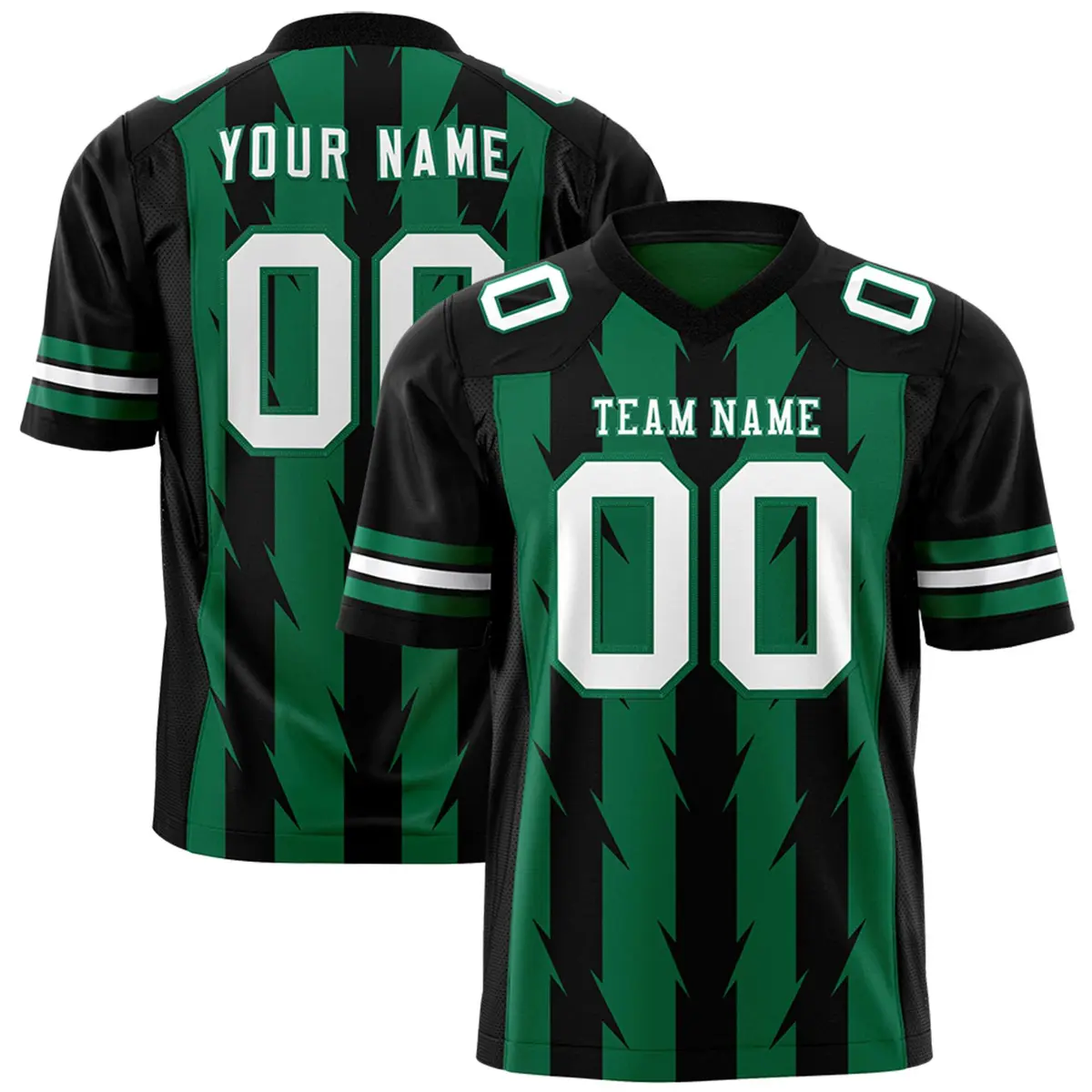 Kelly Green Black Razr Stripe Graffiti Flag Football Jersey
