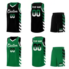 Kelly Green Black Reversible Basketball Kits - Side Arrow Black White Gradient 2