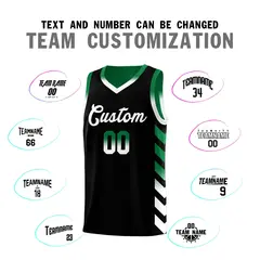 Kelly Green Black Reversible Basketball Kits - Side Arrow Black White Gradient 4
