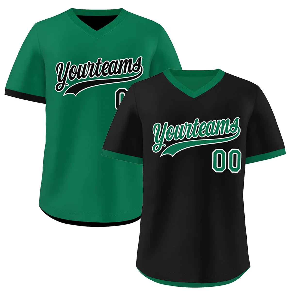 Kelly Green Black Reversible Pullover Baseball Jersey