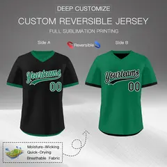 Kelly Green Black Reversible Pullover Baseball Jersey 2