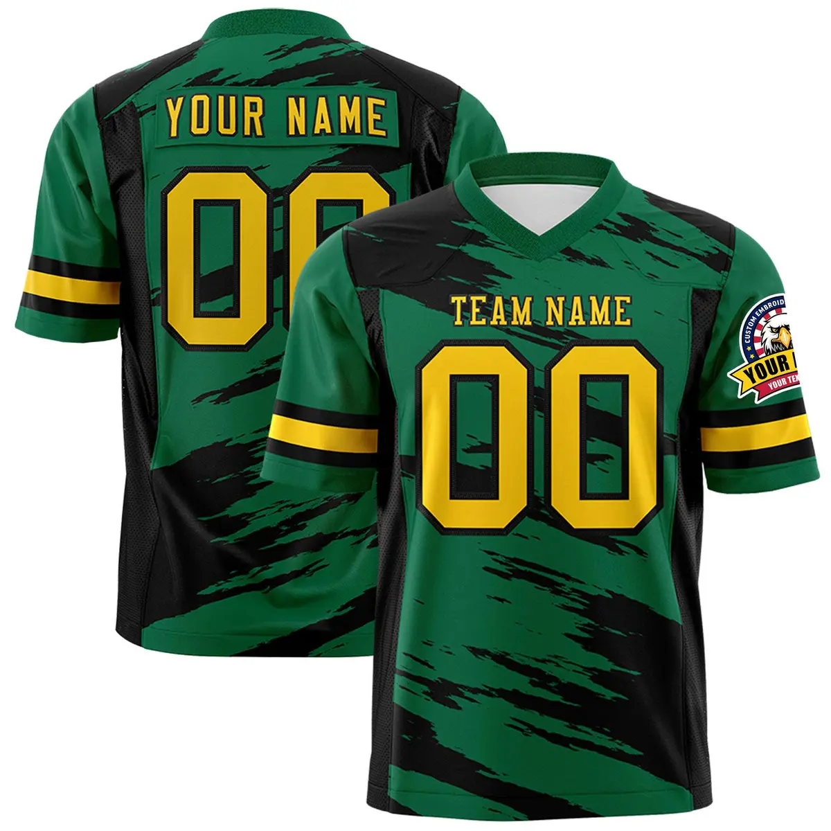 Kelly Green Black Scratch Pattern Authentic Football Jersey