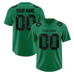 Kelly Green Black Sequin Lettering Football Jersey 1