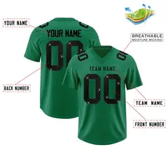 Kelly Green Black Sequin Lettering Football Jersey 2