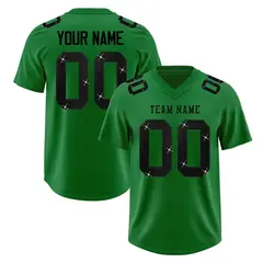Kelly Green Black Sequin Lettering Football Jersey 1