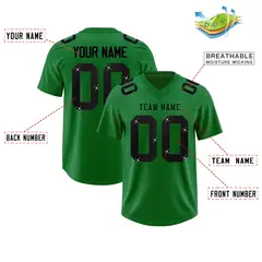 Kelly Green Black Sequin Lettering Football Jersey 2