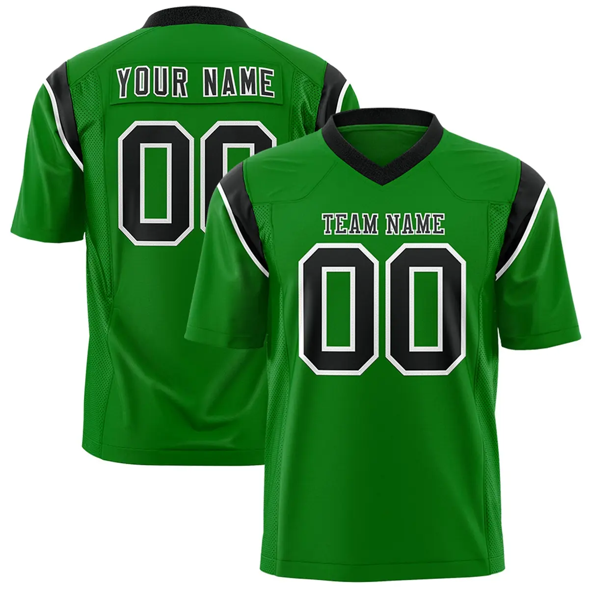 Kelly Green Black Shoulder Cut Two-Tone Flag Football Jersey