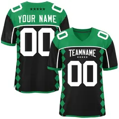 Kelly Green Black Side Blocks Raglan Sleeves Football Jersey