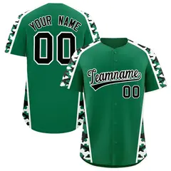 Kelly Green Black Side Camo Baseball Jersey
