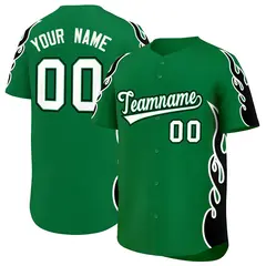 Kelly Green Black Side Flame Outline Basketball Jersey 1