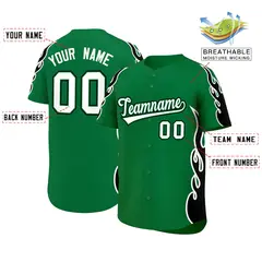 Kelly Green Black Side Flame Outline Basketball Jersey 2