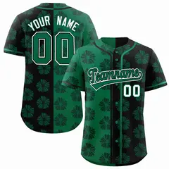 Kelly Green Black Split Flower Graffiti Baseball Jersey 1
