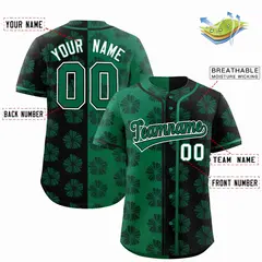 Kelly Green Black Split Flower Graffiti Baseball Jersey 2