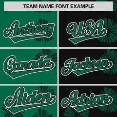 Kelly Green Black Split Flower Graffiti Baseball Jersey 3