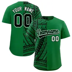 Kelly Green Black Split Tribal Baseball Jersey