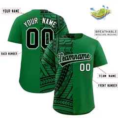 Kelly Green Black Split Tribal Baseball Jersey 2