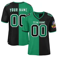 Kelly Green Black Split Two Tone Authentic Football Jersey 1