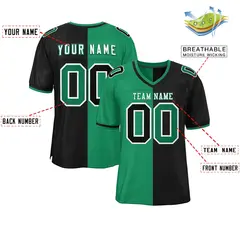 Kelly Green Black Split Two Tone Authentic Football Jersey 2