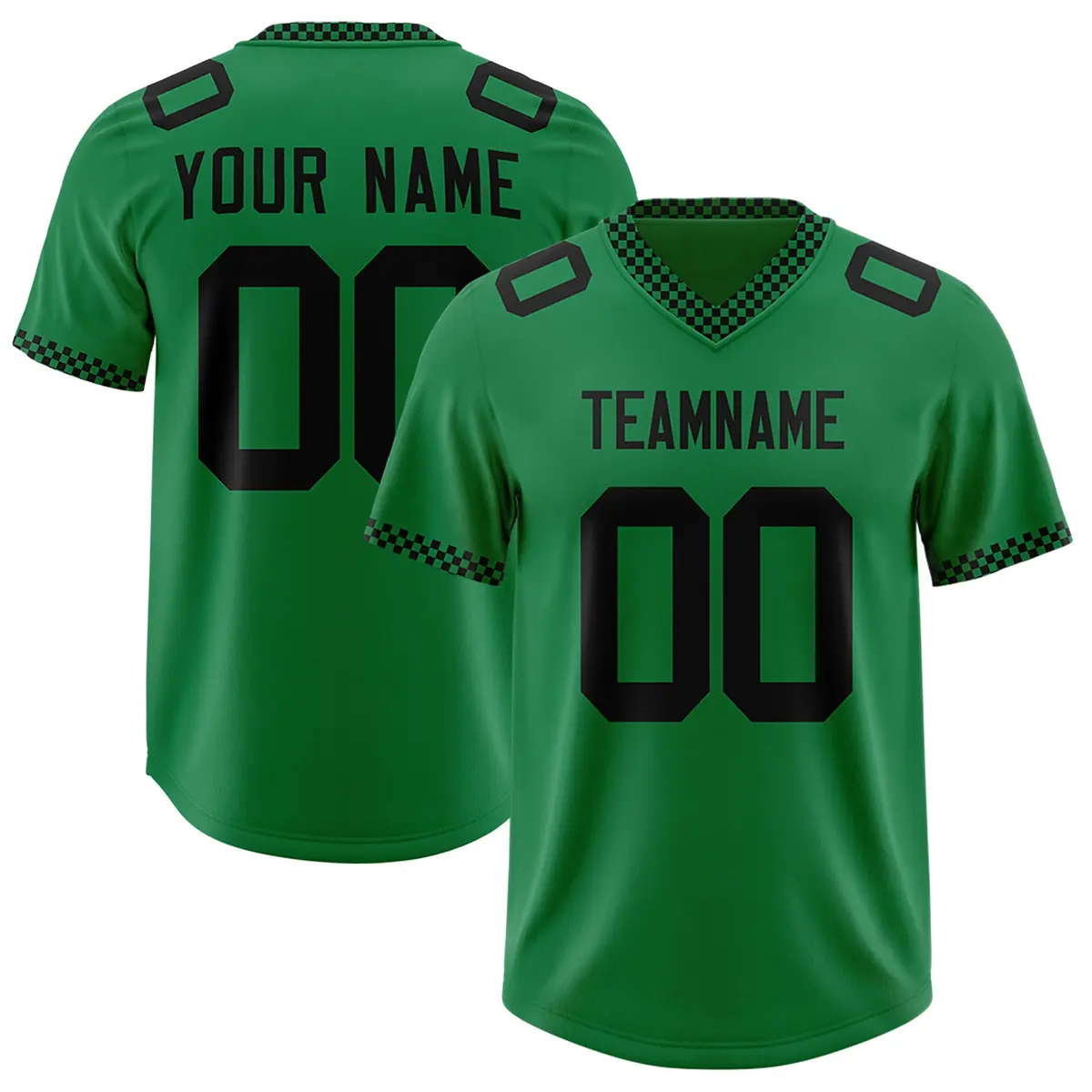 Kelly Green Black Square Neckline Football Jersey