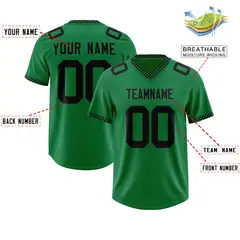 Kelly Green Black Square Neckline Football Jersey 2