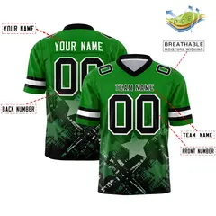 Kelly Green Black Star Gradient Flag Football Jersey 2