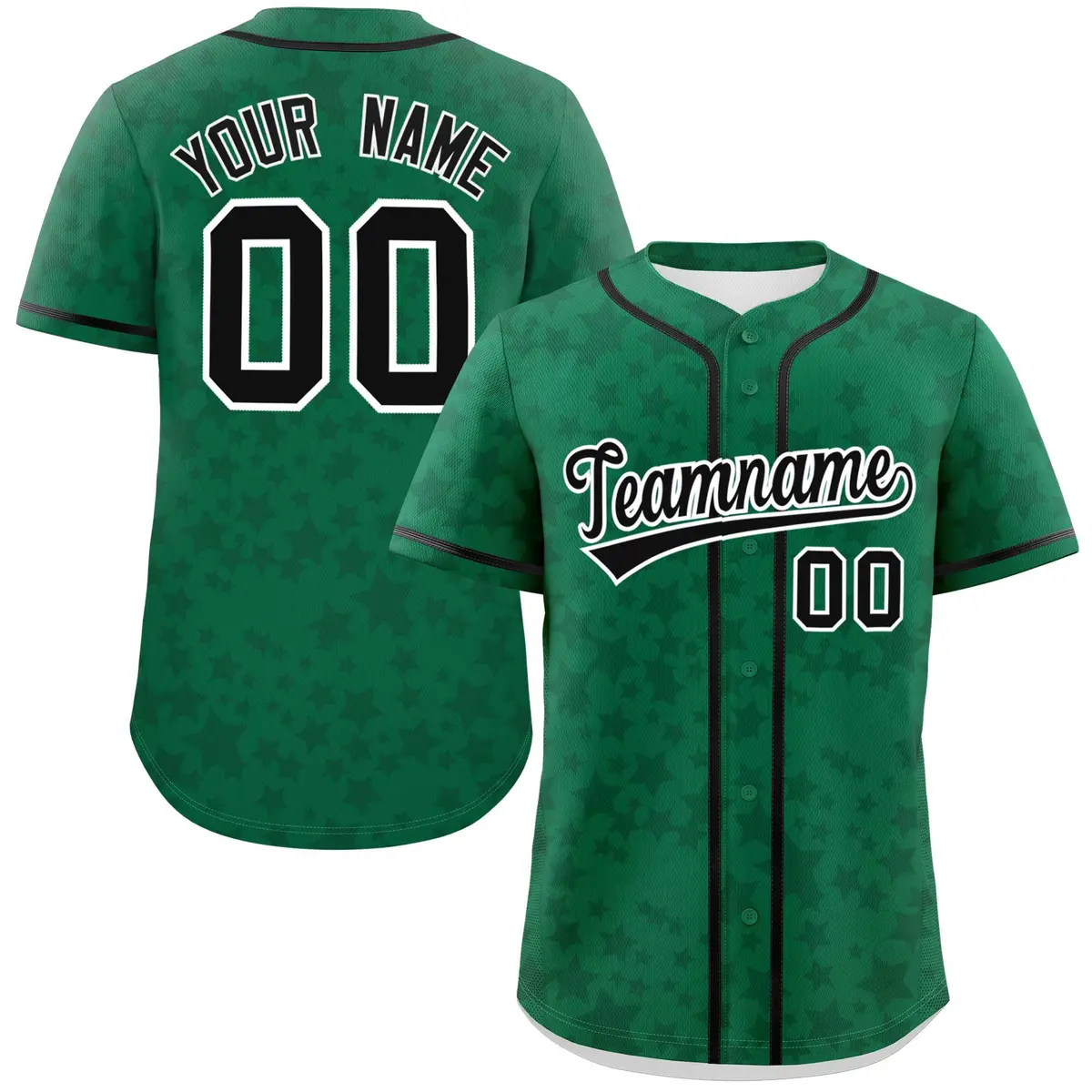 Kelly Green Black Star Graffiti Authentic Baseball Jersey
