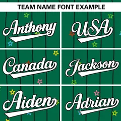 Kelly Green Black Star Pattern Stripe Baseball Jersey 3