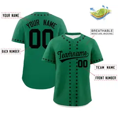Kelly Green Black Star Ribbing Authentic Baseball Jersey 2