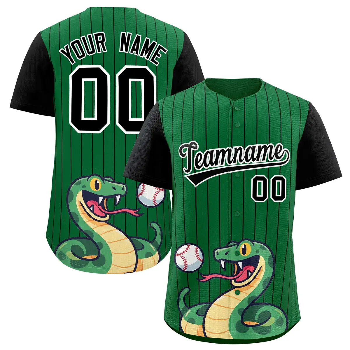 Kelly Green Black Stripe Animals Graffiti Raglan Baseball Jersey