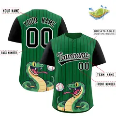 Kelly Green Black Stripe Animals Graffiti Raglan Baseball Jersey 2