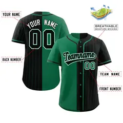 Kelly Green Black Stripe-Solid Combo Baseball Jersey 2