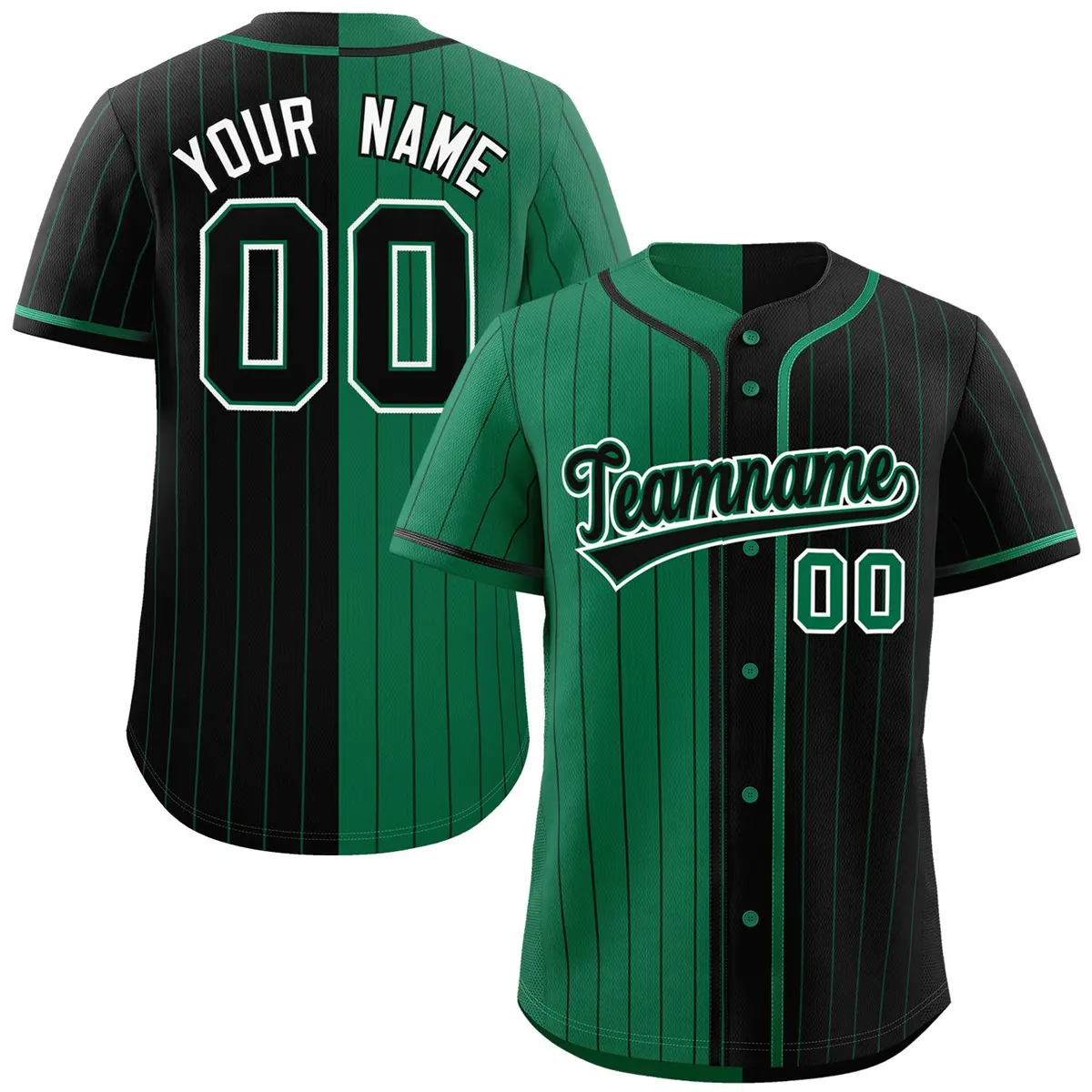 Kelly Green Black Striped Two Tone Authentic Baseball Jersey