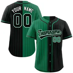 Kelly Green Black Striped Two Tone Authentic Baseball Jersey 1