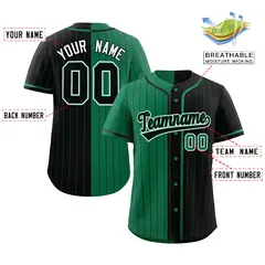 Kelly Green Black Striped Two Tone Authentic Baseball Jersey 2