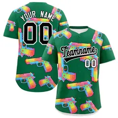 Kelly Green Black Sugar-Coated Firepower Graffiti Baseball Jersey 1