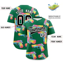 Kelly Green Black Sugar-Coated Firepower Graffiti Baseball Jersey 2