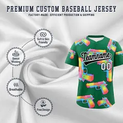 Kelly Green Black Sugar-Coated Firepower Graffiti Baseball Jersey 3