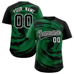 Kelly Green Black Swirl Graffiti Baseball Jersey