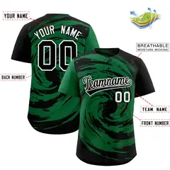 Kelly Green Black Swirl Graffiti Baseball Jersey 2