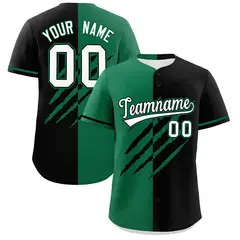 Kelly Green Black Tiger Claw Scratch Split Baseball Jersey 1