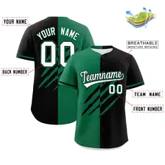 Kelly Green Black Tiger Claw Scratch Split Baseball Jersey 2
