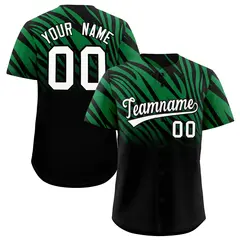 Kelly Green Black Tiger Stripe Gradient Animal Print Baseball Jersey